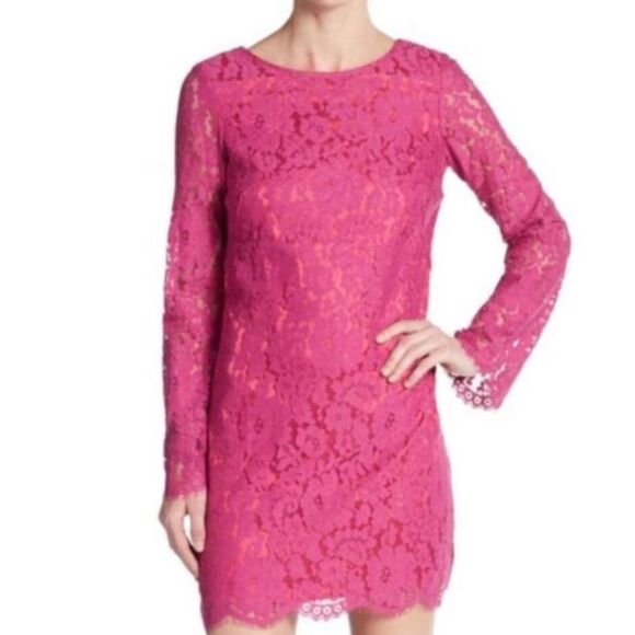 NWT Alexia Admor Pink Lace Long Sleeve Mini Dress – Size Small - Picture 7 of 8